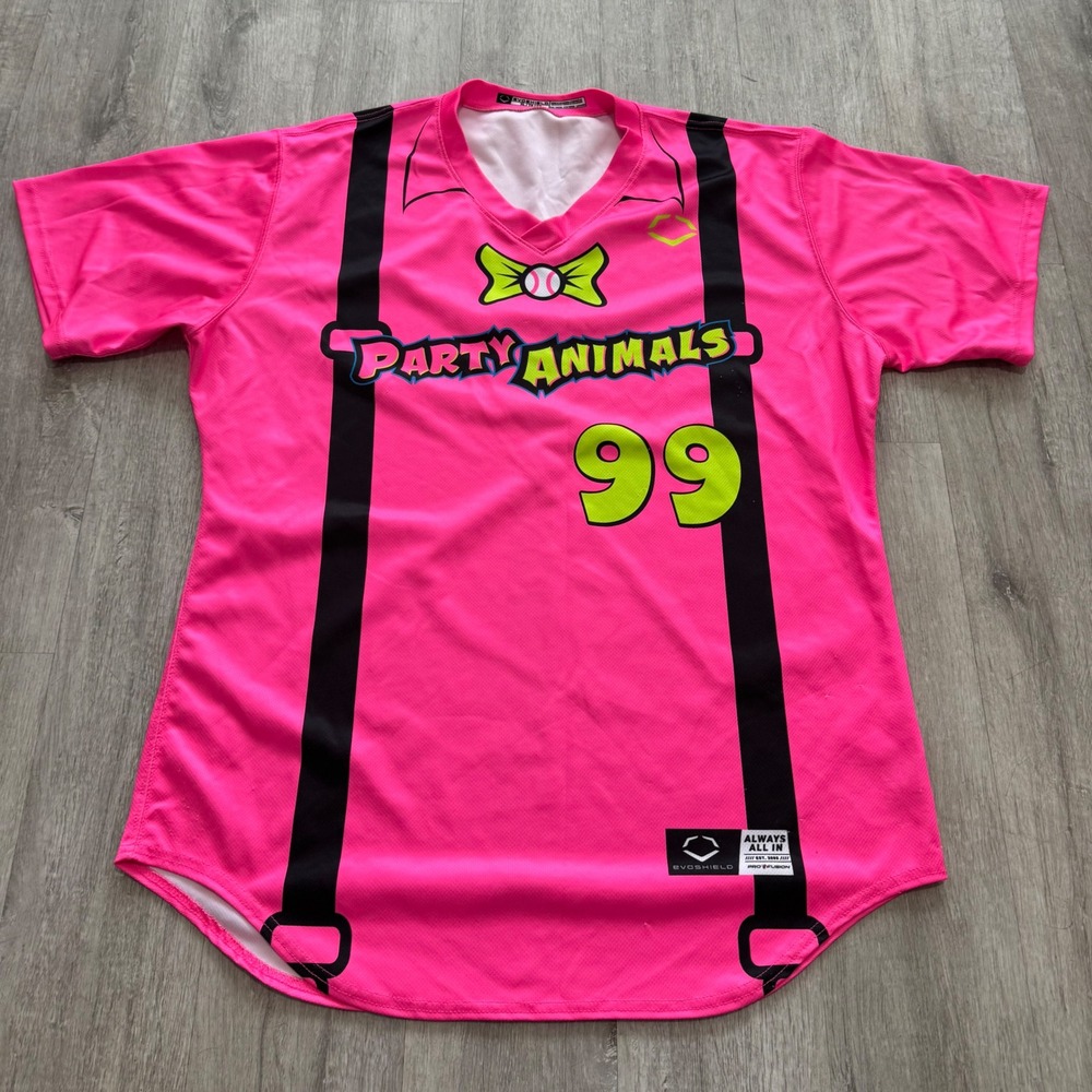 EvoShield Savannah bananas Party Animals Baseball Jersey Pink Mens XL #99